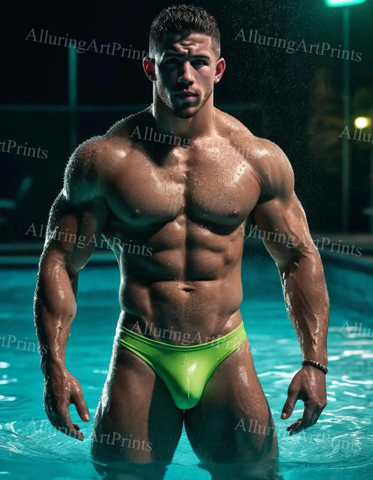 Male Model Muscular Digital Art AI Fantasy - 116D