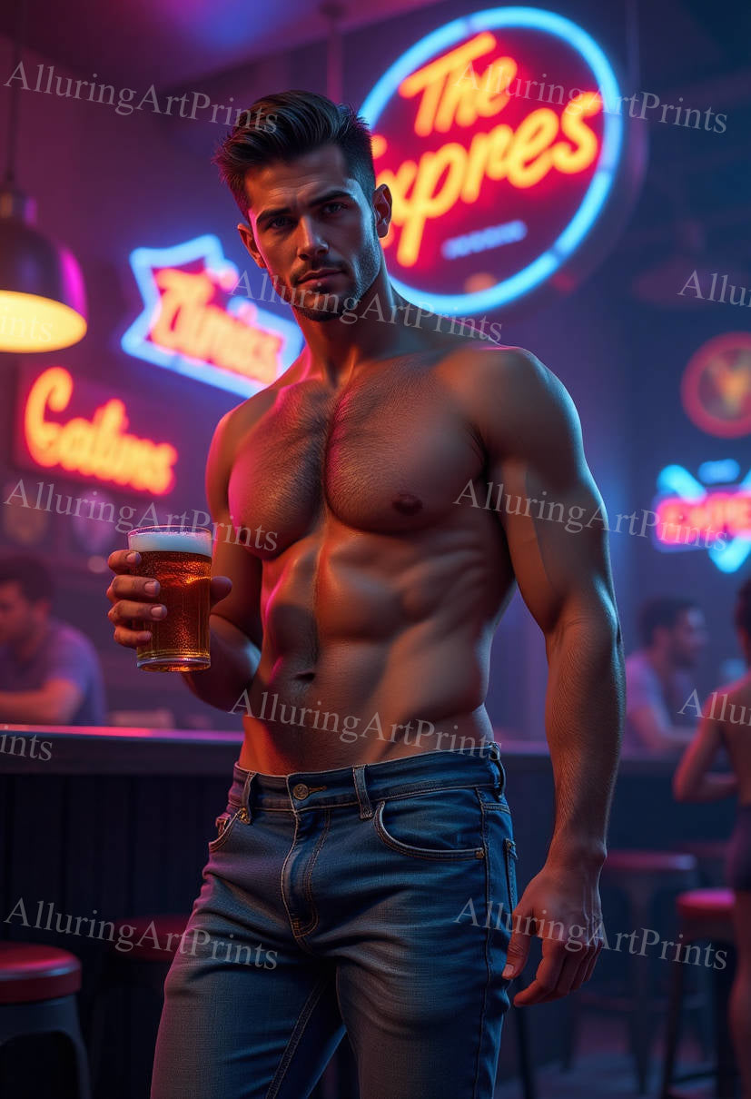 Male Model Muscular Digital Art AI Fantasy - 122D