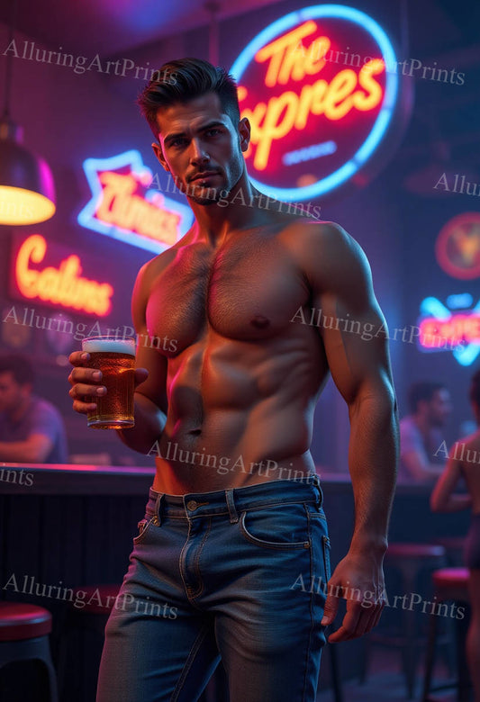 Male Model Muscular Digital Art AI Fantasy - 122D