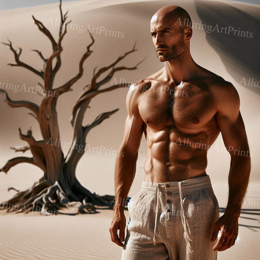 Male Model Muscular Digital Art AI Fantasy - 124D
