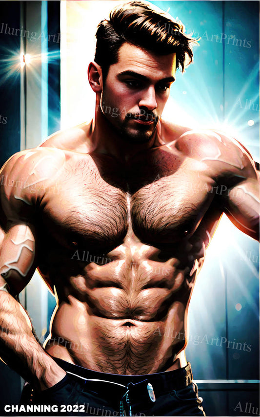 Male Model Muscular Digital Art AI Fantasy - 127D