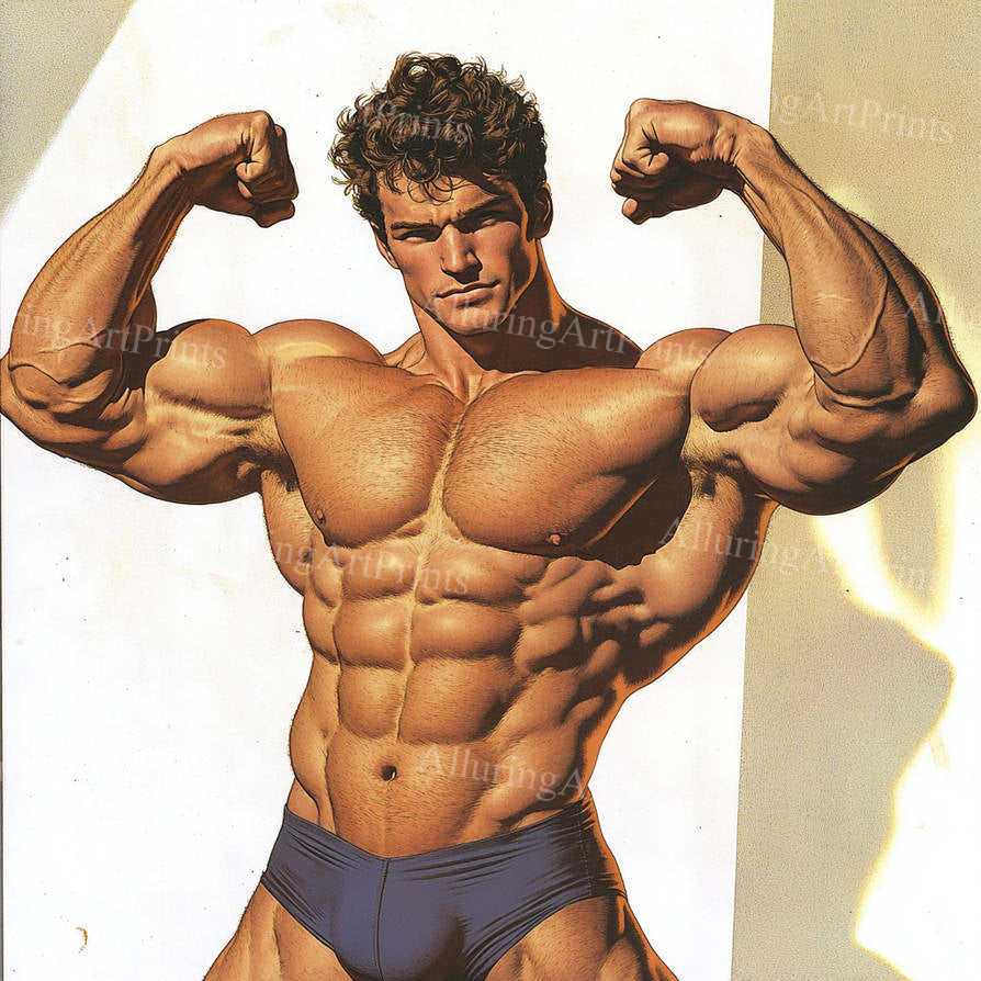 Male Model Muscular Digital Art AI Fantasy - 131D