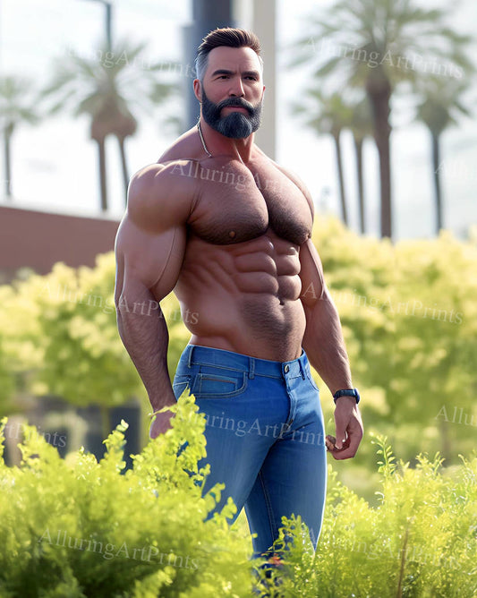 Male Model Muscular Digital Art AI Fantasy - 140D