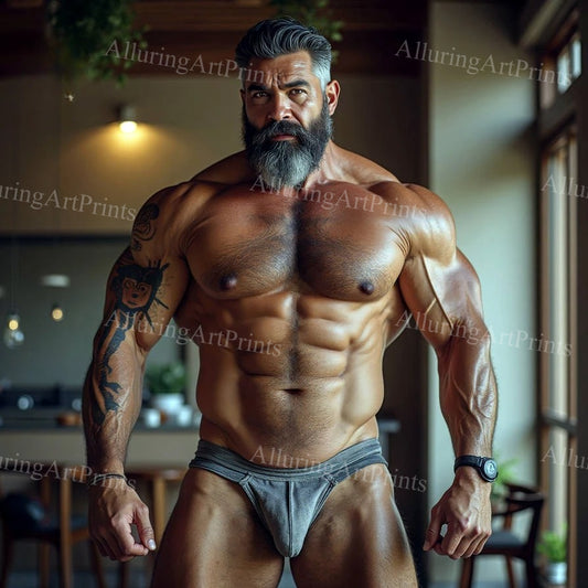 Male Model Muscular Digital Art AI Fantasy - 141D