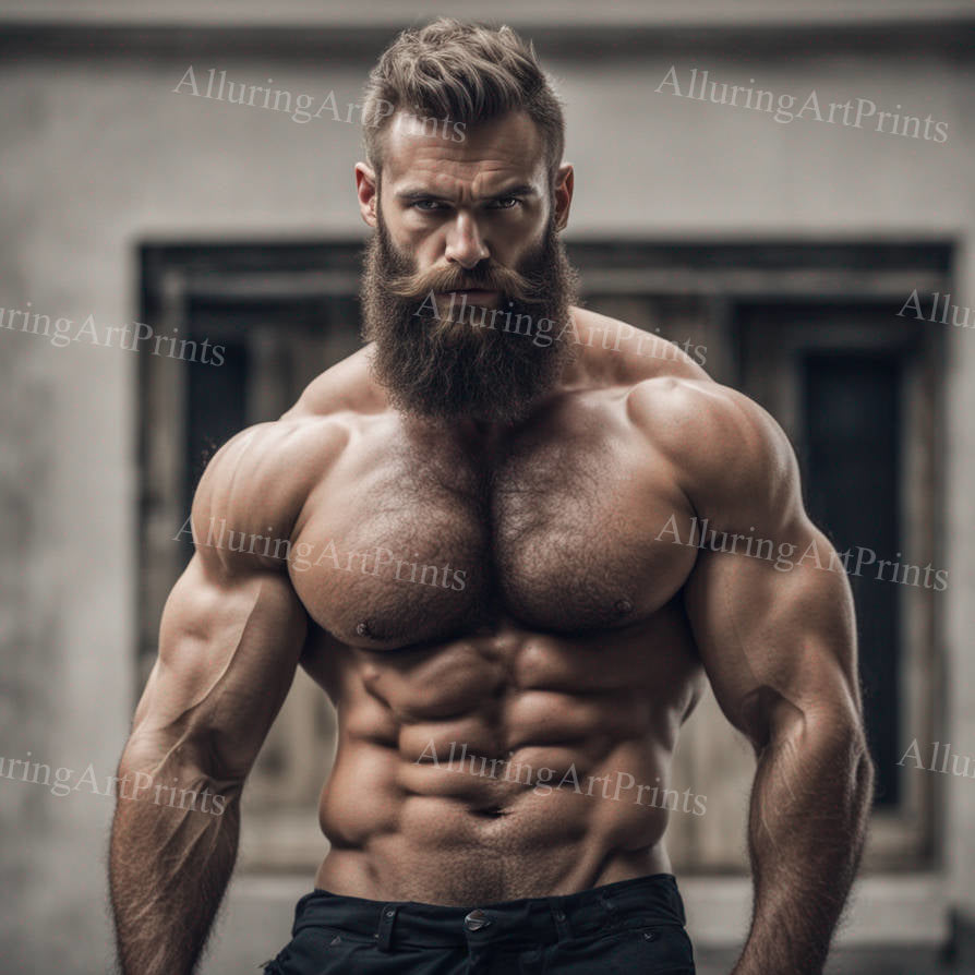 Male Model Muscular Digital Art AI Fantasy - 188D