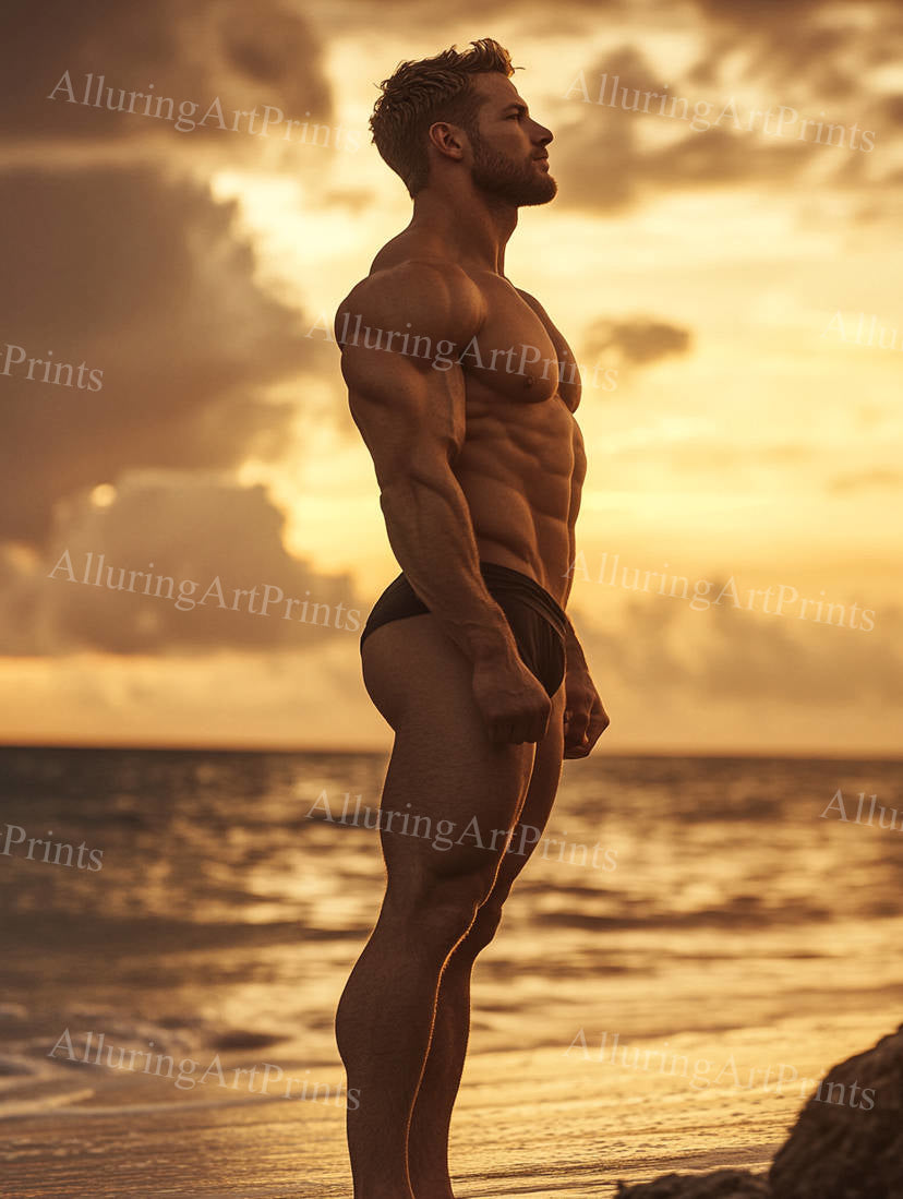 Male Model Muscular Digital Art AI Fantasy - 195D