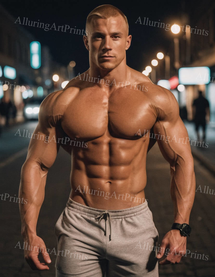 Male Model Muscular Digital Art AI Fantasy - 202D