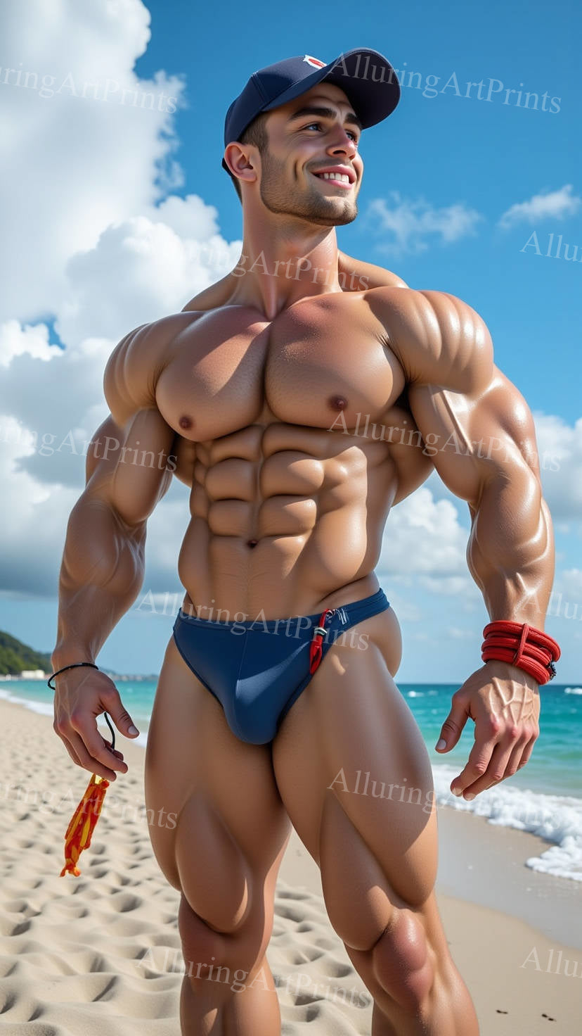 Male Model Muscular Digital Art AI Fantasy - 209D