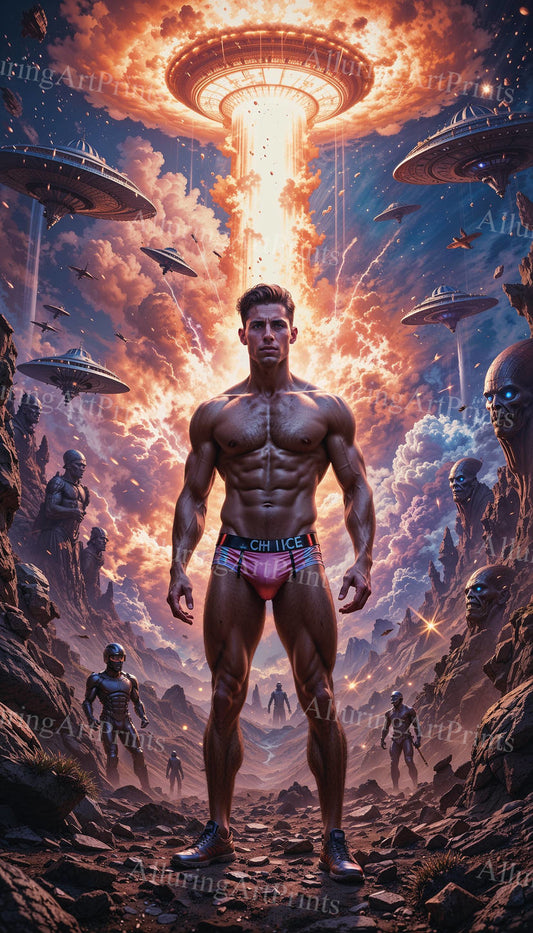 Male Model Muscular Digital Art AI Fantasy - 21D
