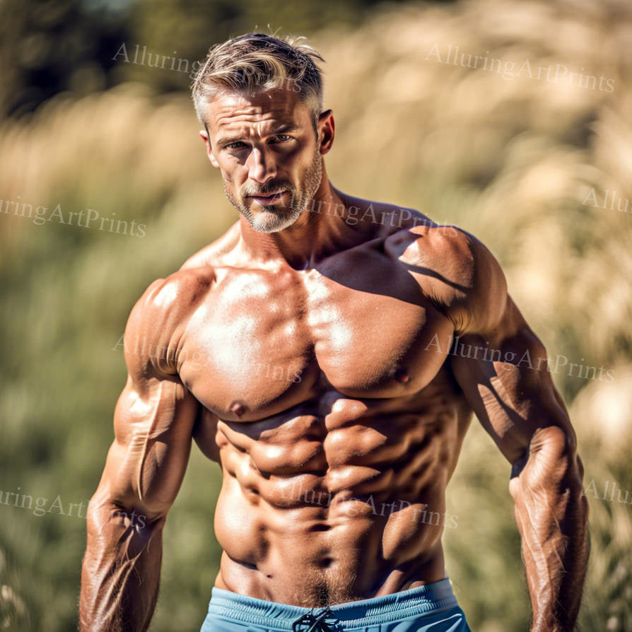 Male Model Muscular Digital Art AI Fantasy - 212D