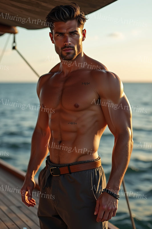 Male Model Muscular Digital Art AI Fantasy - 2D