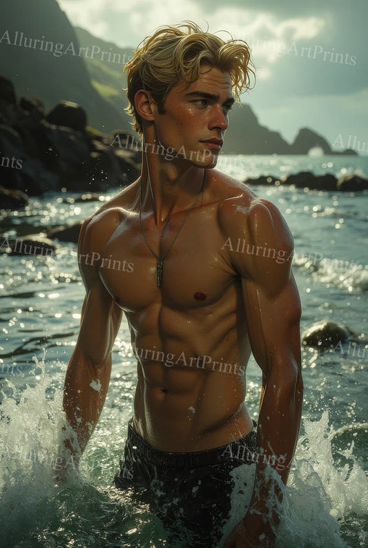 Male Model Muscular Digital Art AI Fantasy - 306D