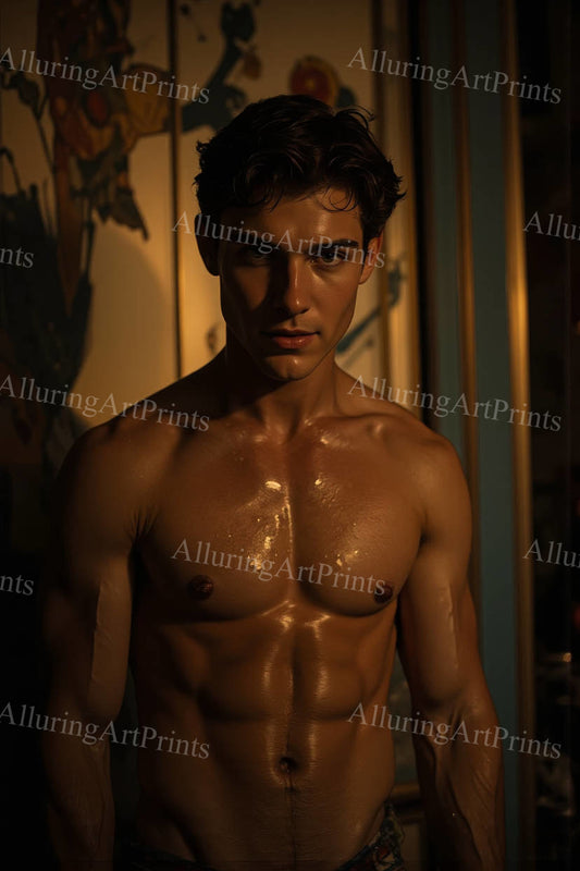 Male Model Muscular Digital Art AI Fantasy - 312D