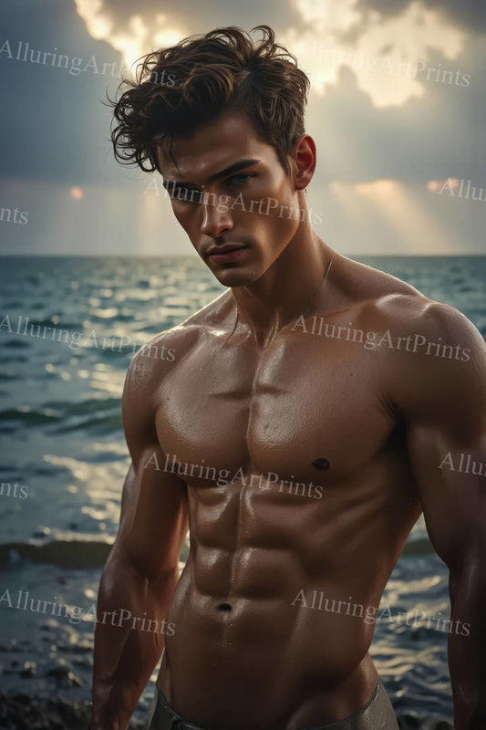 Male Model Muscular Digital Art AI Fantasy - 323D