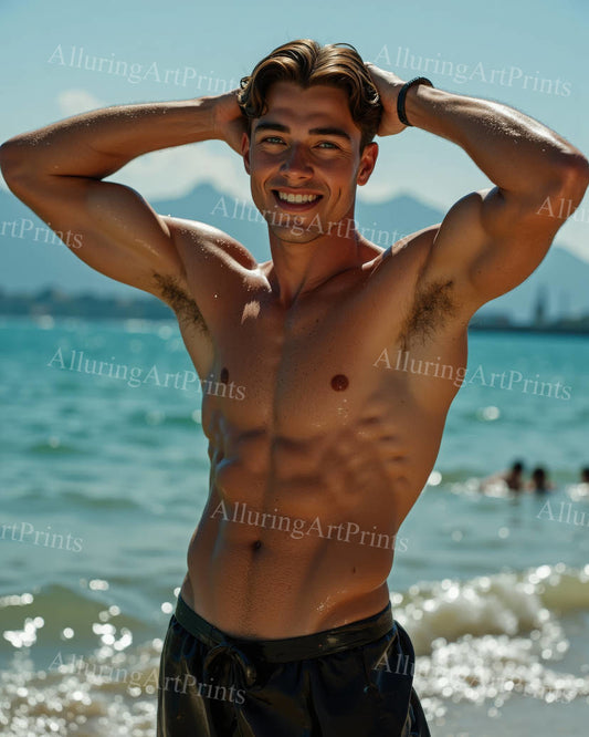 Male Model Muscular Digital Art AI Fantasy - 334D