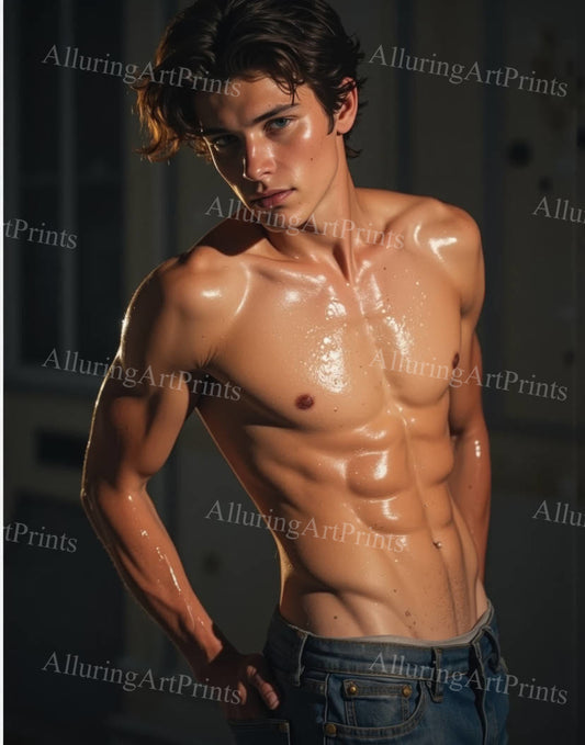Male Model Muscular Digital Art AI Fantasy - 335D