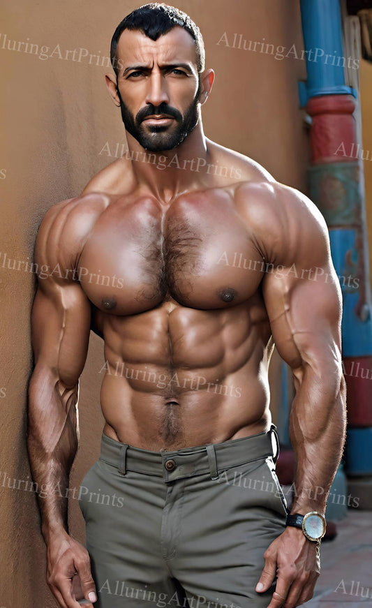 Male Model Muscular Digital Art AI Fantasy - 338D