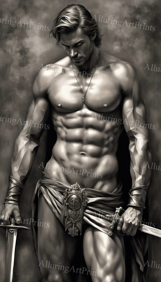 Male Model Muscular Digital Art AI Fantasy - 456D