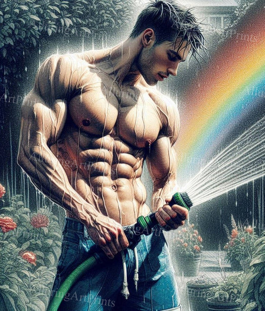 Male Model Muscular Digital Art AI Fantasy - 467D