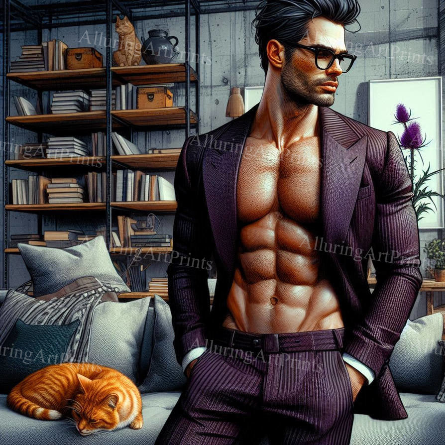 Male Model Muscular Digital Art AI Fantasy - 476D