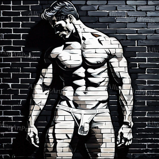 Male Model Muscular Digital Art AI Fantasy - 52D