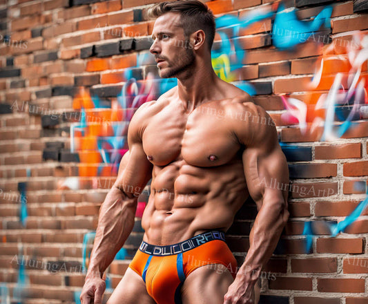 Male Model Muscular Digital Art AI Fantasy - 526D