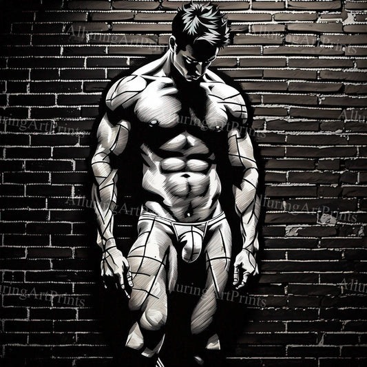 Male Model Muscular Digital Art AI Fantasy - 53D