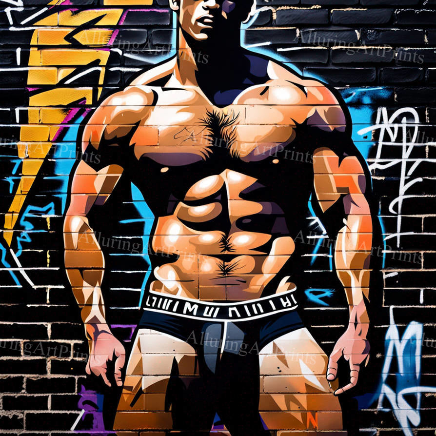 Male Model Muscular Digital Art AI Fantasy - 55D