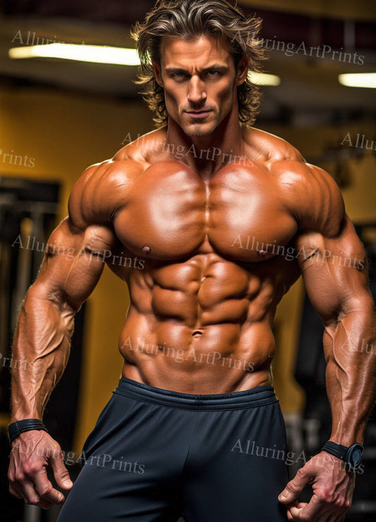 Male Model Muscular Digital Art AI Fantasy - 555D