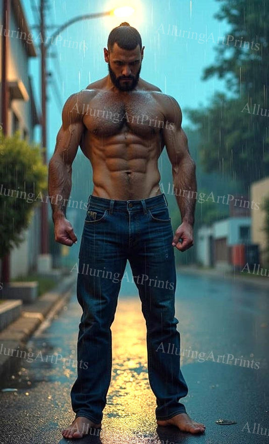 Male Model Muscular Digital Art AI Fantasy - 580D