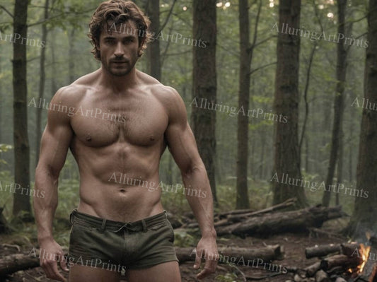 Male Model Muscular Digital Art AI Fantasy - 584D