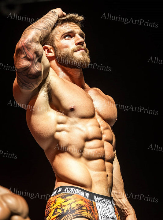 Male Model Muscular Digital Art AI Fantasy - 587D