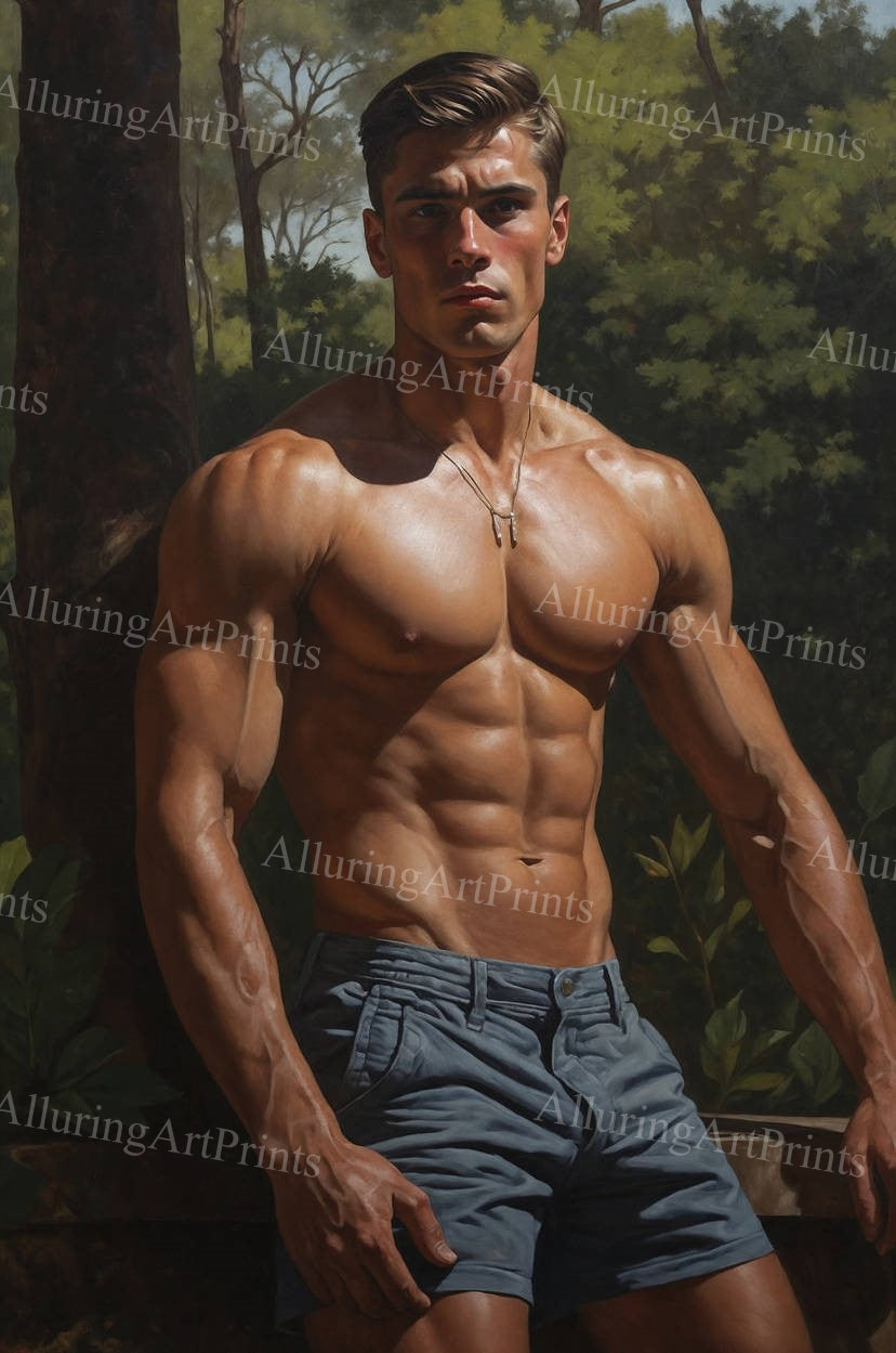Male Model Muscular Digital Art AI Fantasy - 589D