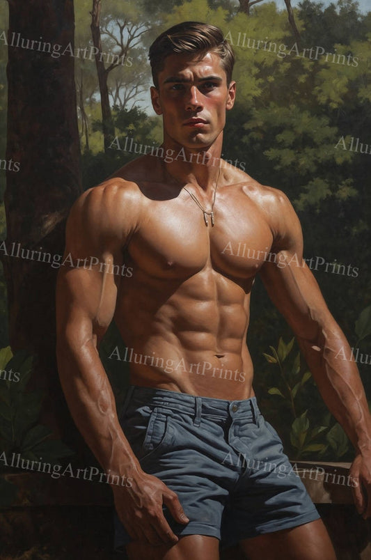 Male Model Muscular Digital Art AI Fantasy - 589D