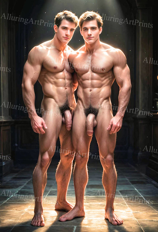 Nude Frontal Male Models Muscular - 593D
