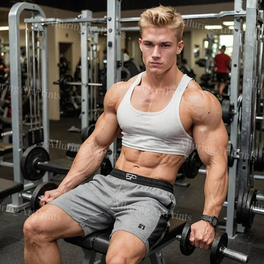 Male Model Muscular Digital Art AI Fantasy - 618D