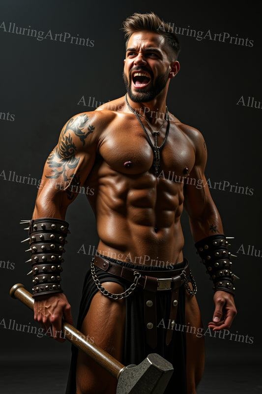 Male Model Muscular Digital Art AI Fantasy - 651D