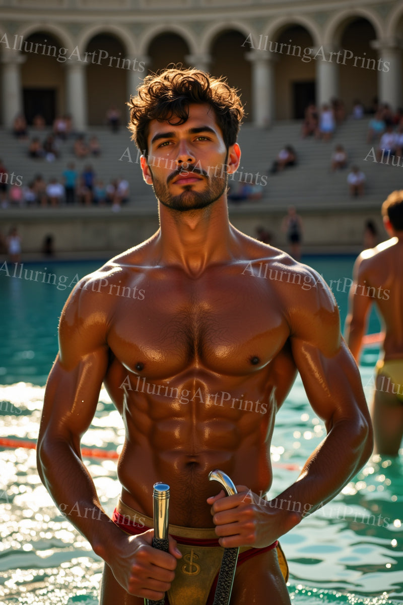Male Model Muscular Digital Art AI Fantasy - 659D