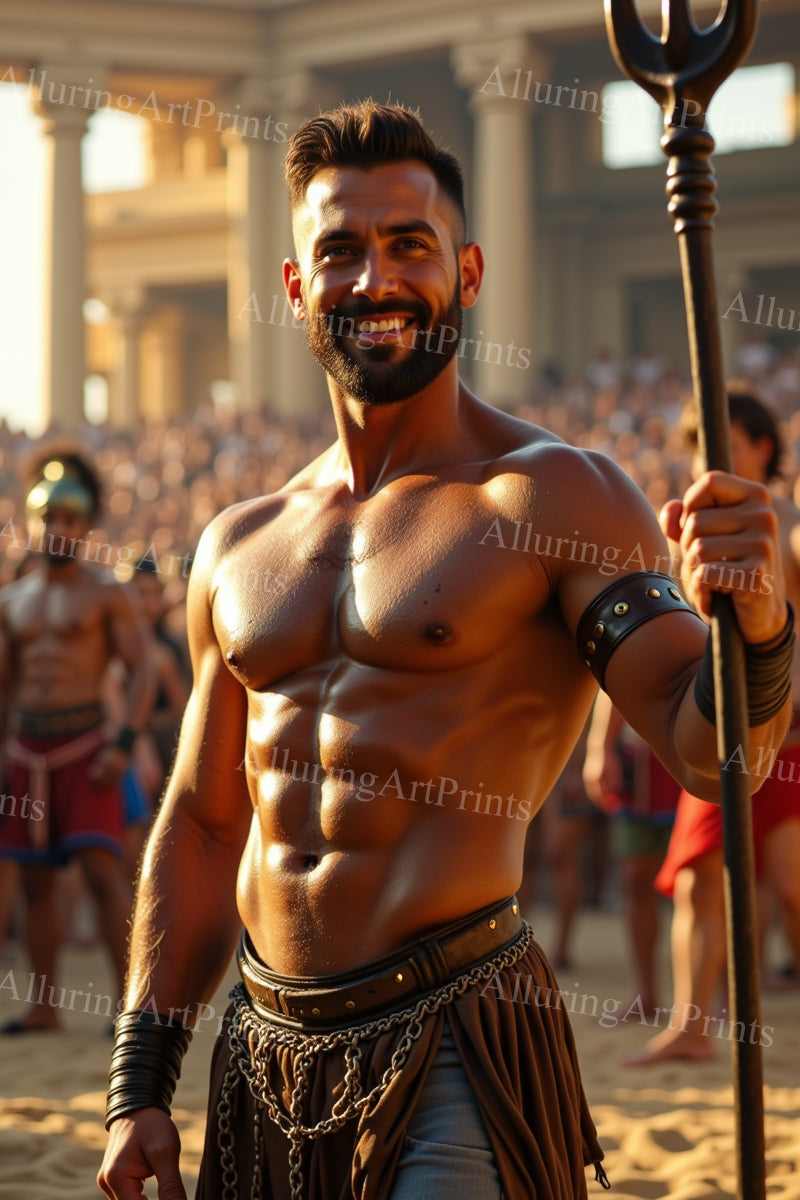 Male Model Muscular Digital Art AI Fantasy - 664D