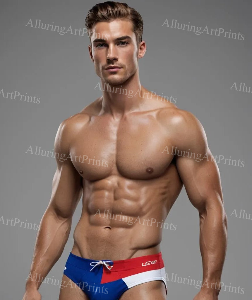 Male Model Muscular Digital Art AI Fantasy - 666D