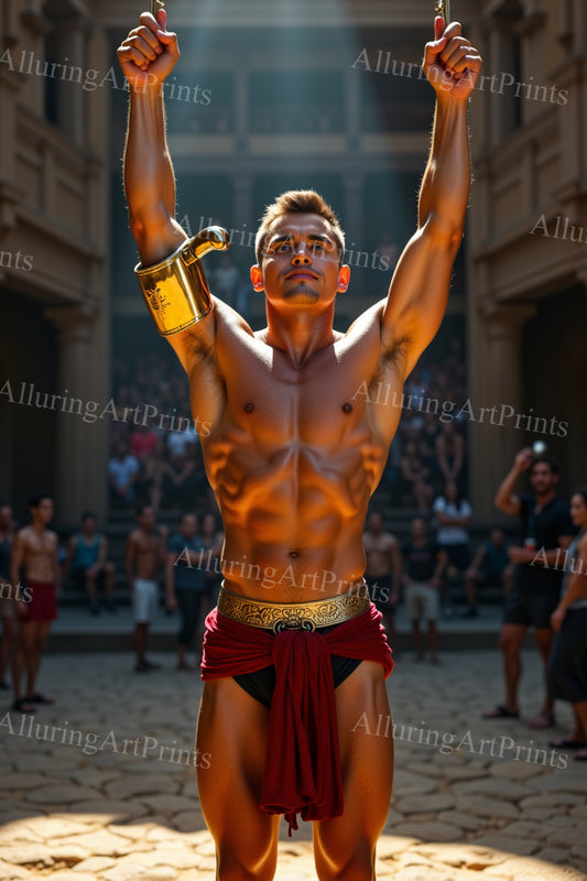 Male Model Muscular Digital Art AI Fantasy - 667D