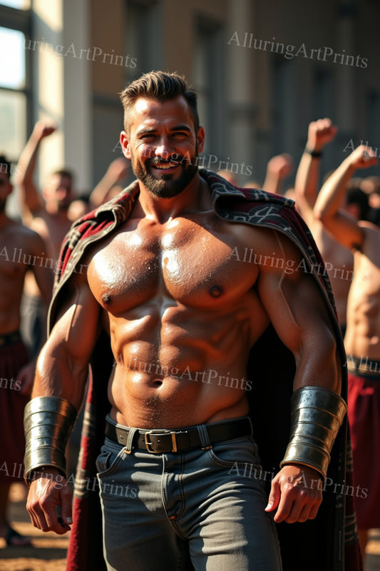 Male Model Muscular Digital Art AI Fantasy - 668D
