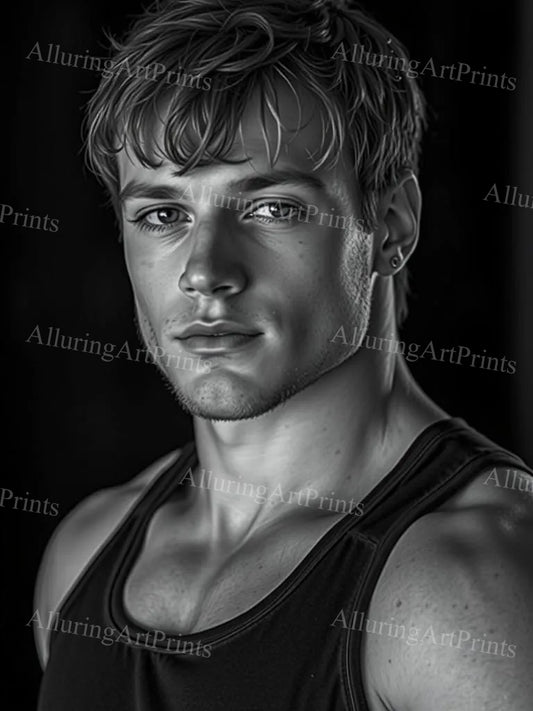 Male Model Muscular Digital Art AI Fantasy - 670D