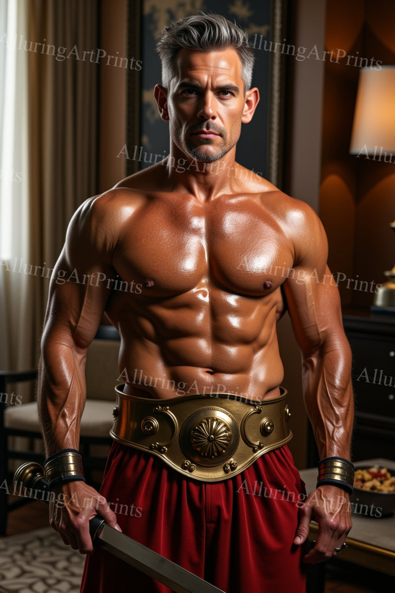 Male Model Muscular Digital Art AI Fantasy - 671D