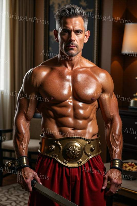 Male Model Muscular Digital Art AI Fantasy - 671D