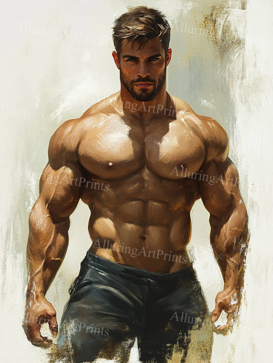 Male Model Muscular Digital Art AI Fantasy - 69D