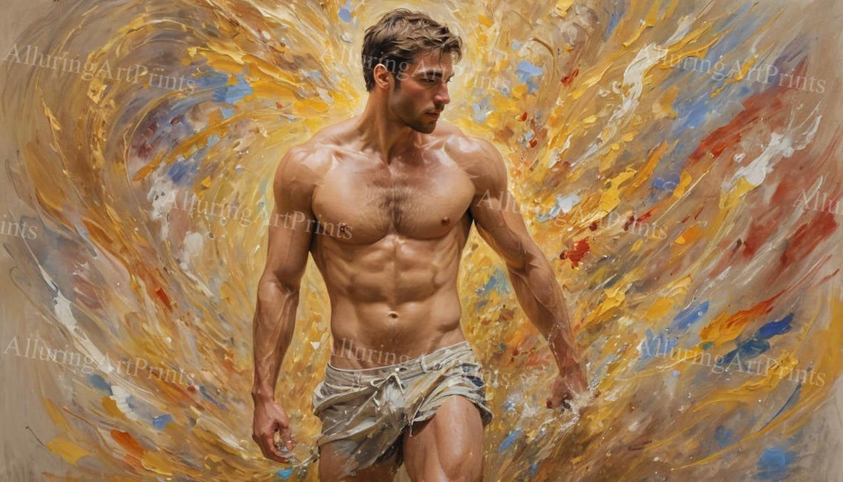 Male Model Muscular Digital Art AI Fantasy - 75D