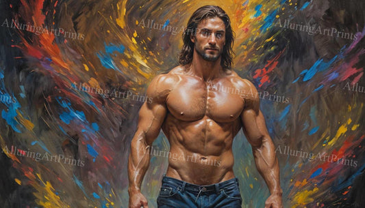 Male Model Muscular Digital Art AI Fantasy - 76D
