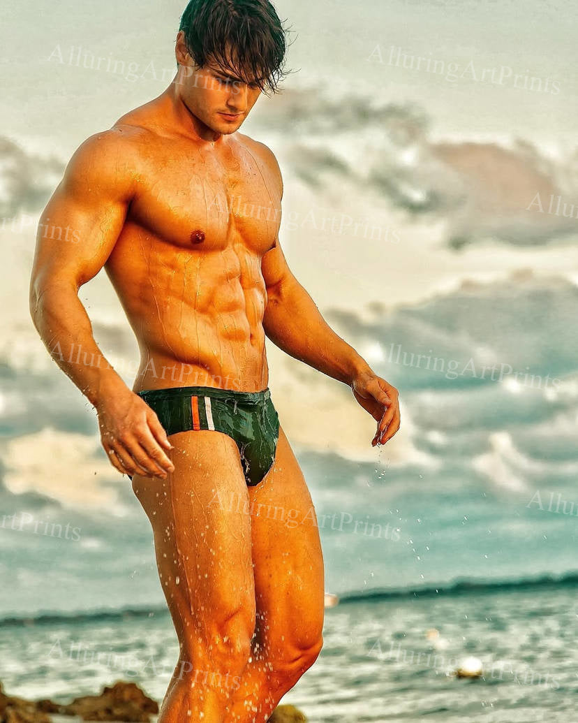 Male Model Muscular Digital Art AI Fantasy - 77D