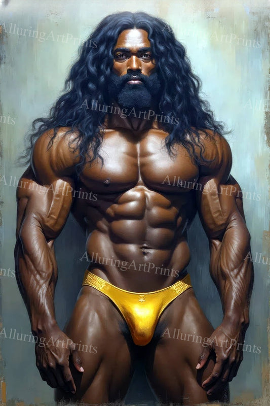Black Male Model Muscular Digital Art AI Fantasy - 83D